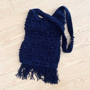 Navy Blue Vintage Chenille Purse Crossbody Bag